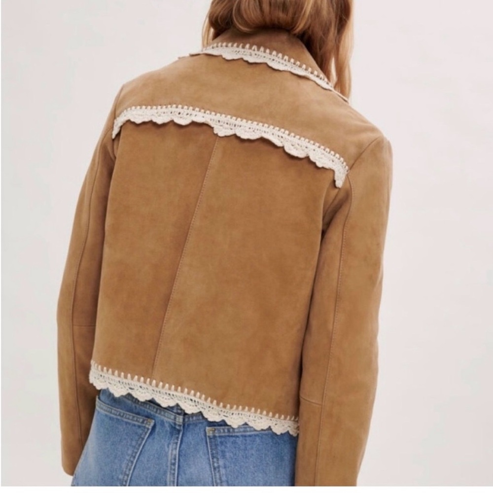 NWT MAJE Bicoti suede with crochet trim jacket SIZE 38 Small - Picture 2 of 11